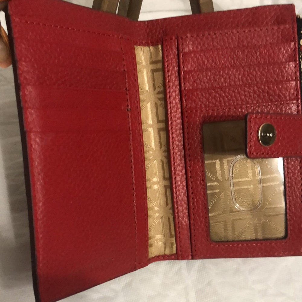 Lodis Red Pebbled Leather Zip Wallet - Picture 4 of 6